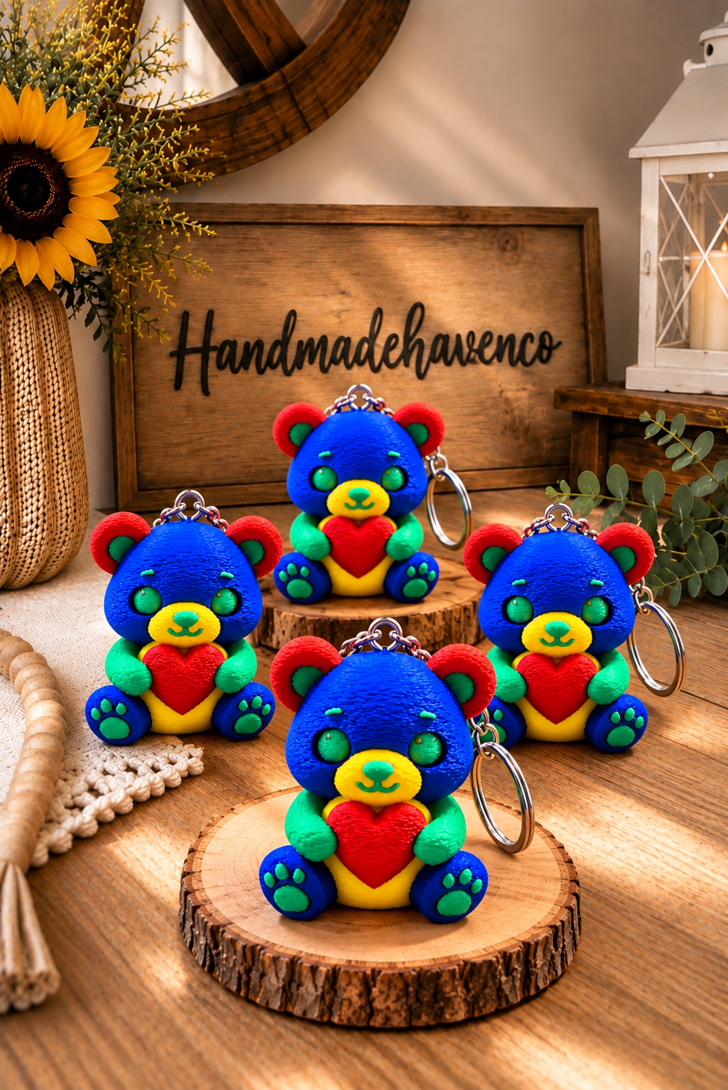 Autism awareness bear keychain.