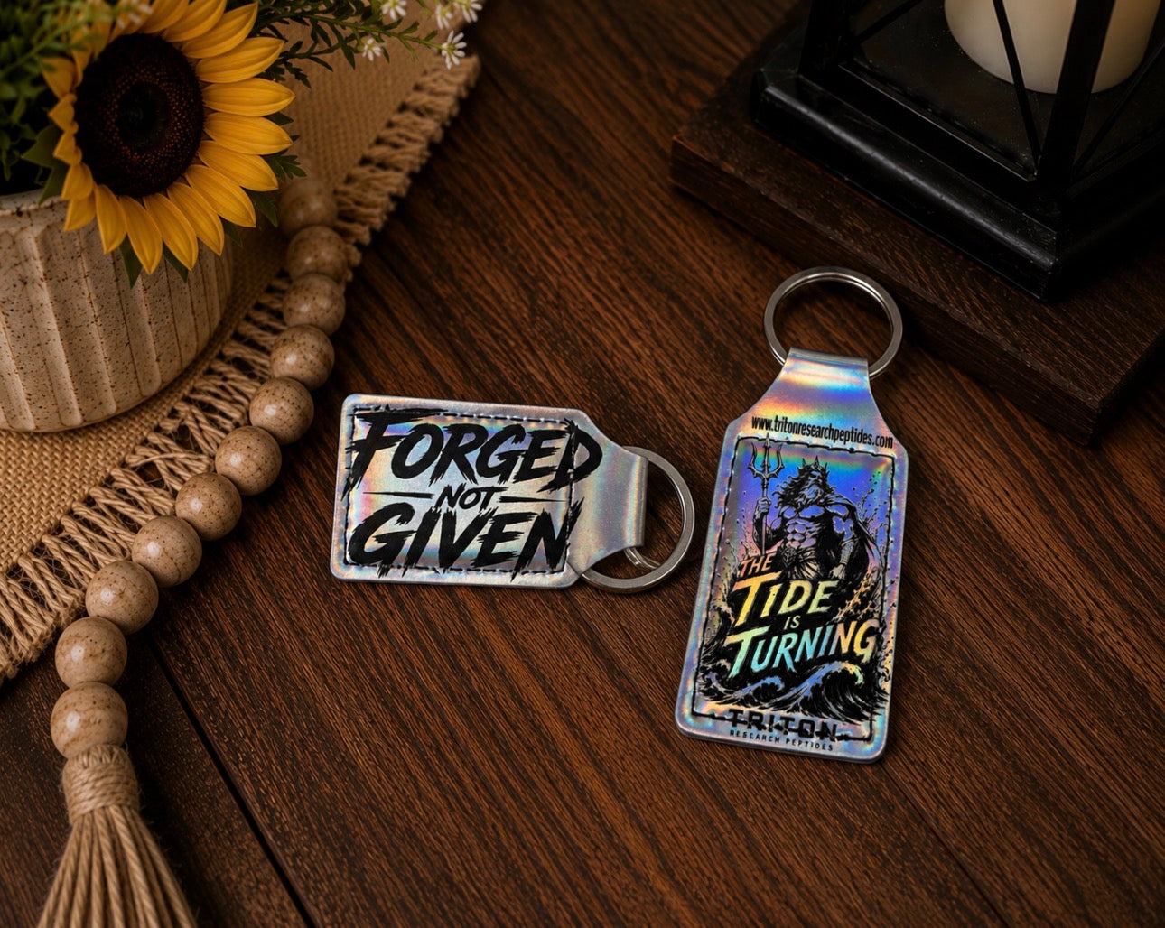Triton leather keychain