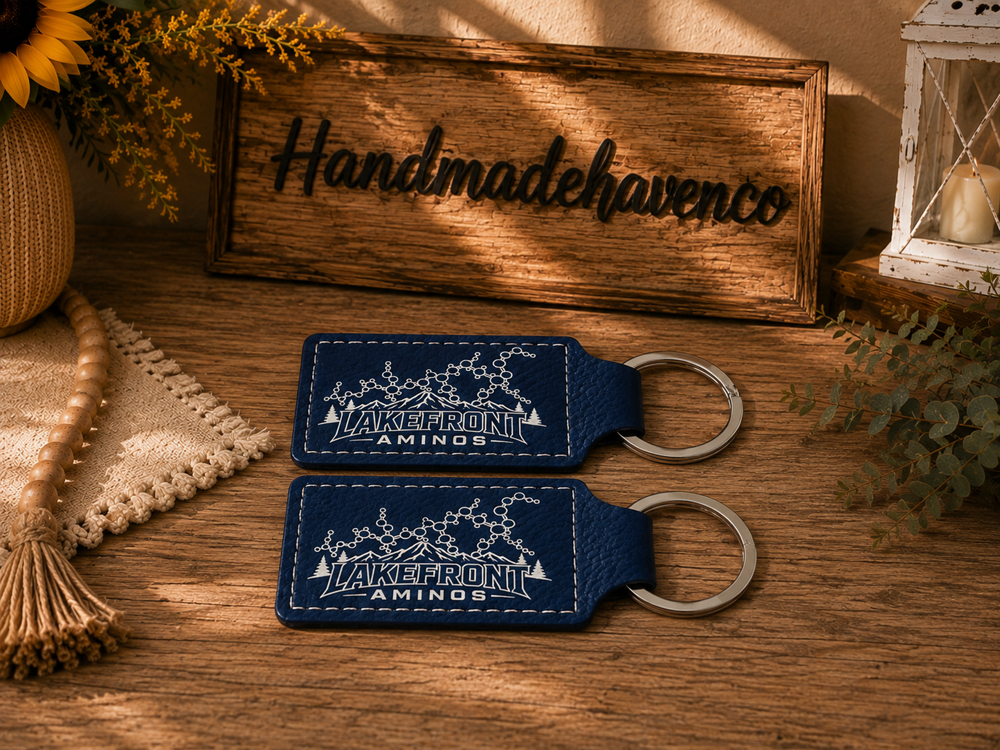 Lakefront leatherette Keychain